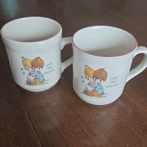Precious Moments Love One Another Mugs - Cream with Pink Accents